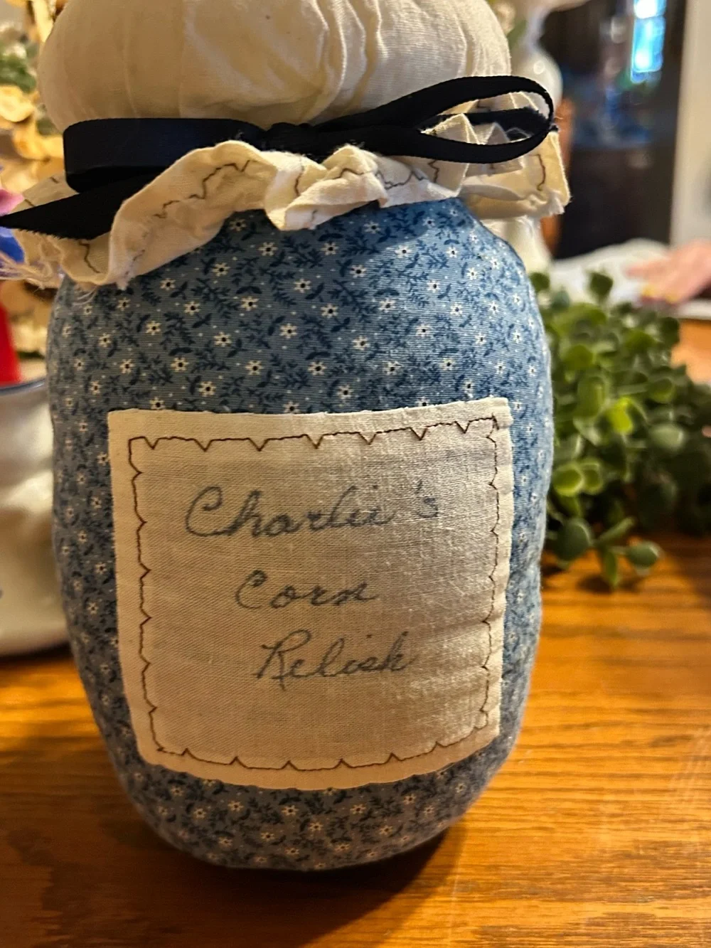 Blue Fabric Jar Décor - Home Accents